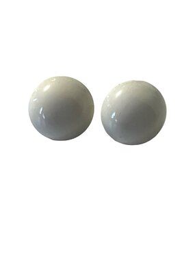 Vintage White Dome Stud Earrings Minimalist Glossy Round Earrings 0.75”